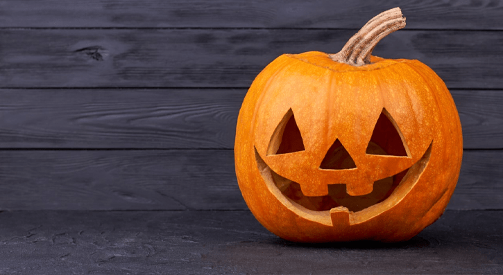 A carved pumpkin symbolising Hallowe'en 